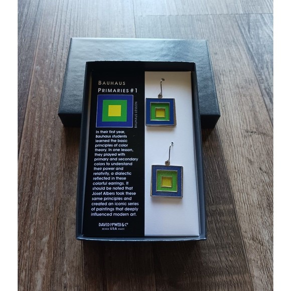 Bauhaus Primaries #1 Dangle Earrings - Picture 1 of 5